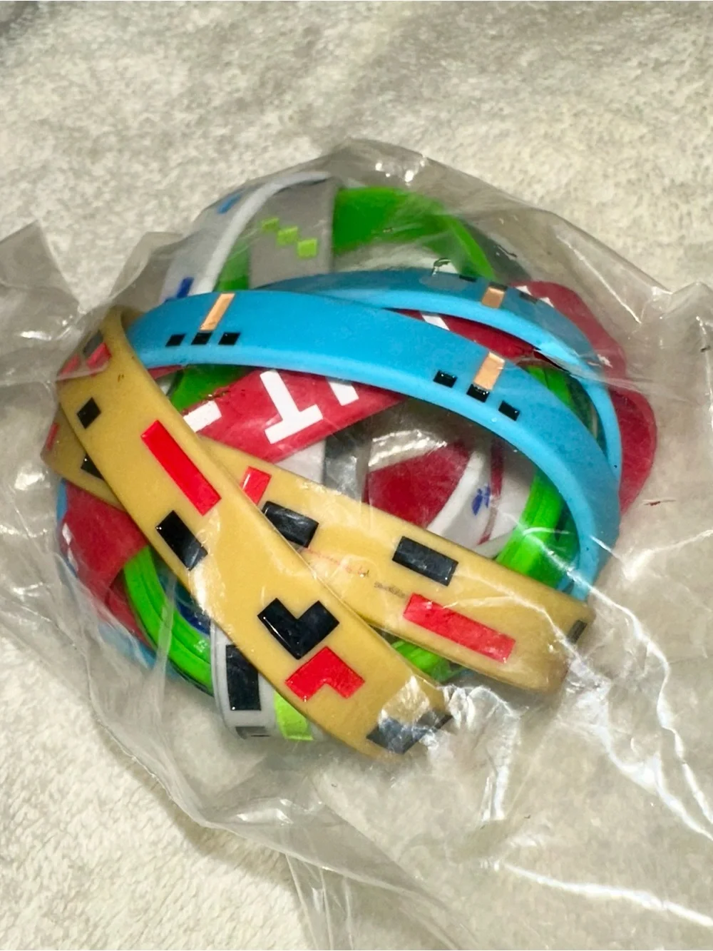 Minecraft Pixel Art Silicone Wristband Bracelet Lot 12pc Gamer Party Favor